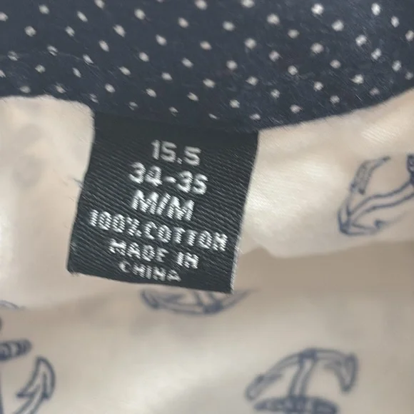 Nick Graham Men's Modern Fit 15.5 Anchor Print Flip Cuff Formal Shirt — Nautical - Picture 5 of 9